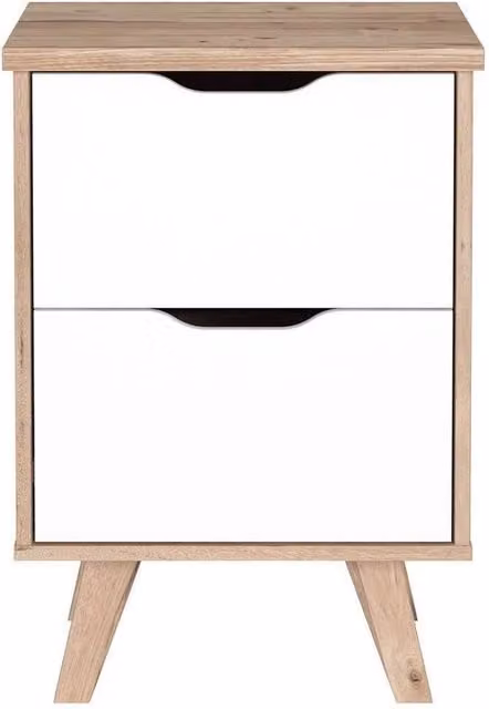 Haven Matt White Oak 2 Drawer Bedside Table in Light Oak