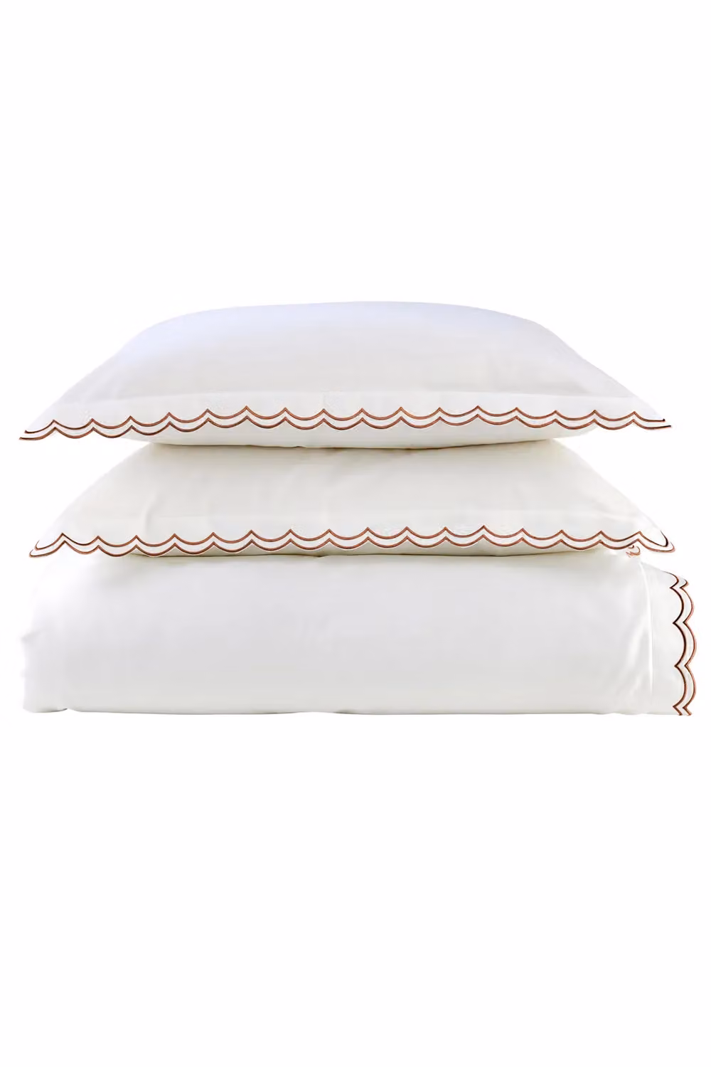 Christy Scallop Edge Cotton Sateen Duvet Set and Pillowcase in Red, W/D/H: 200 x 200 cm and 50 x 75 cm – 2