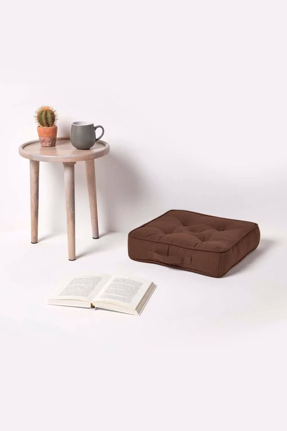 Homescapes Rajput Square Cotton Floor Cushion in Brown, W/D/H: 40 x 40 x 8 cm – 2