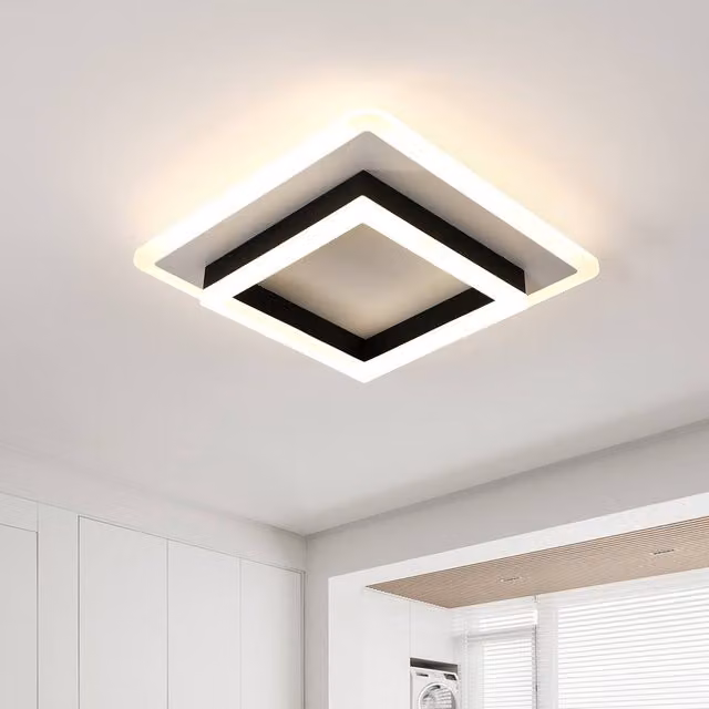 COMELY Modern Square LED Ceiling Light, 30W, 3300LM, Black