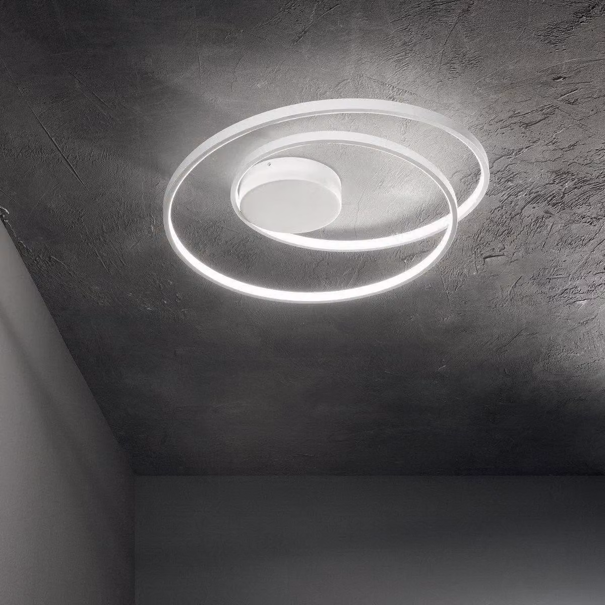 Netlighting OZ Dimmable Swirl Integrated LED Semi Flush Ceiling Light, White, 3000K Warm White – 2