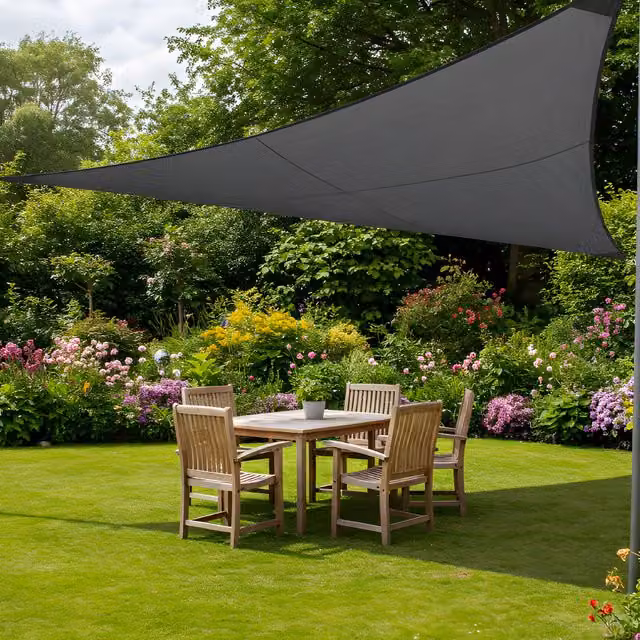 Kookaburra 3m Triangle Pro Waterproof Garden Sail Shade in Charcoal Grey
