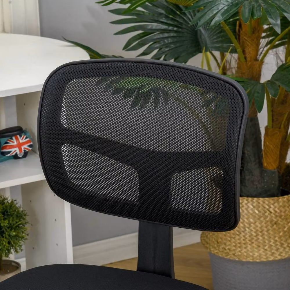 PAWNORA Ergonomic Small Swivel Office Chair in Black Fabric – 6