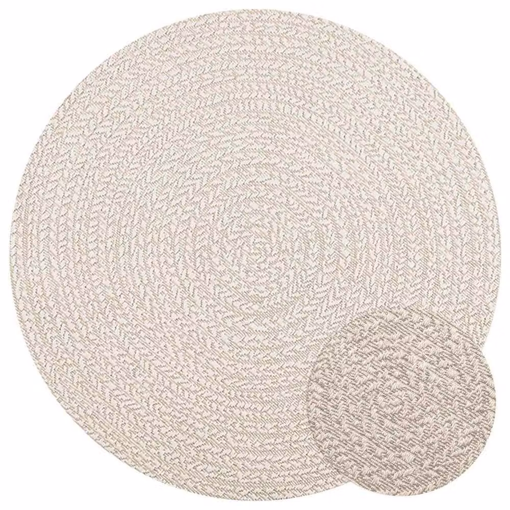 Berkfield Home ZIZUR Round Jute Look Rug in Beige, Diameter: 120 cm – 1