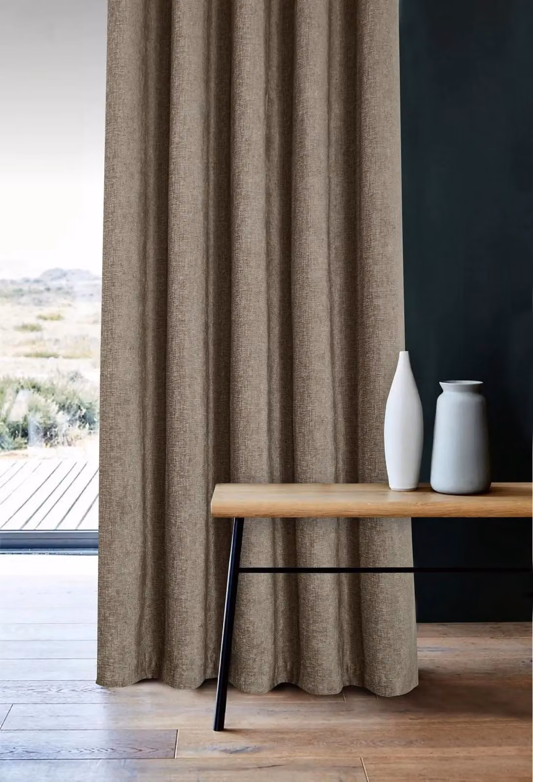 Sundour Amberley Thermal Interlined Chenille Eyelet Curtains, Brown/Grey, W: 229 cm, H: 137 cm (Pair) – 2
