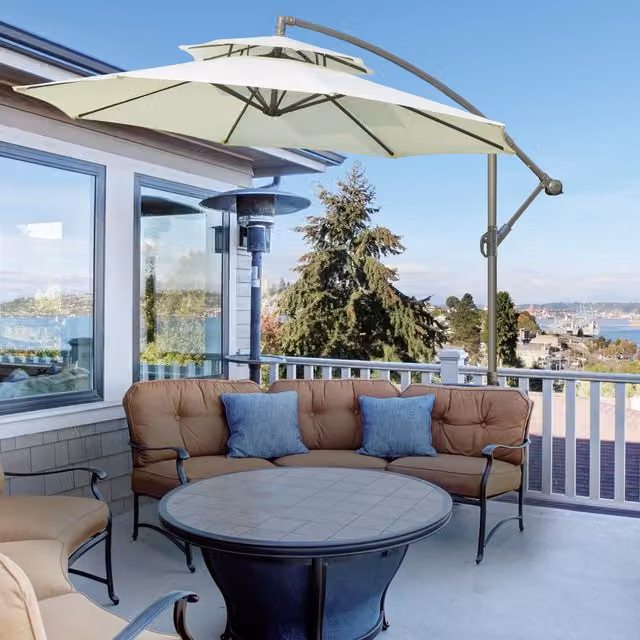 Outsunny 2.7m Beige Double Tier Cantilever Banana Parasol with Crank Handle