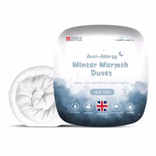 SleepyNights 13.5 Tog Double Hollowfibre Duvet, White, W/D/H: 200 x 200 cm