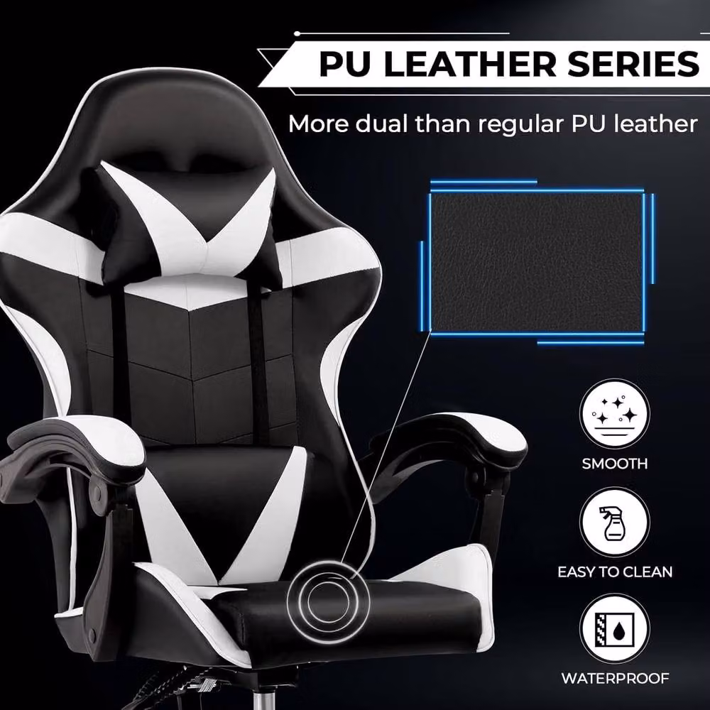 Lishetimig Ergonomic Black PU Leather Gaming Chair with Headrest and Armrests – 4