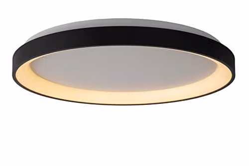 Lucide Vidal Flush Ceiling Light, Black, Diameter: 48 cm, Dimmable LED with Warm White Light