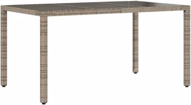Berkfield Home Grey Poly Rattan Garden Table with Glass Top, W: 150 cm, D: 90 cm, H: 75 cm – 1