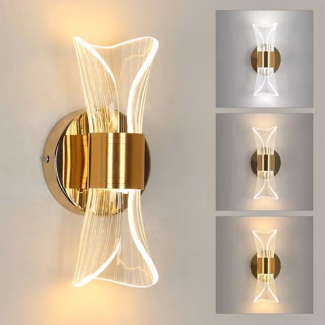 COMELY Modern Dimmable LED Wall Light in Gold/Brass with Glass Accents – 1