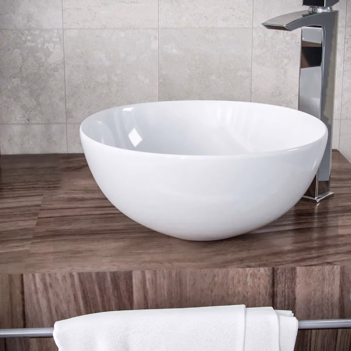 Nes Home Etive White Ceramic Round Countertop Basin, Diameter: 32 cm – 2