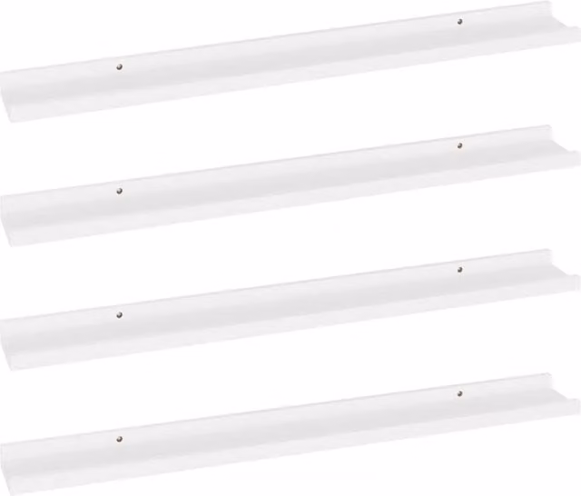 Berkfield Home Wall Mounted Shelves, 4 Piece Set, White, W: 80 cm, D: 9 cm, H: 3 cm