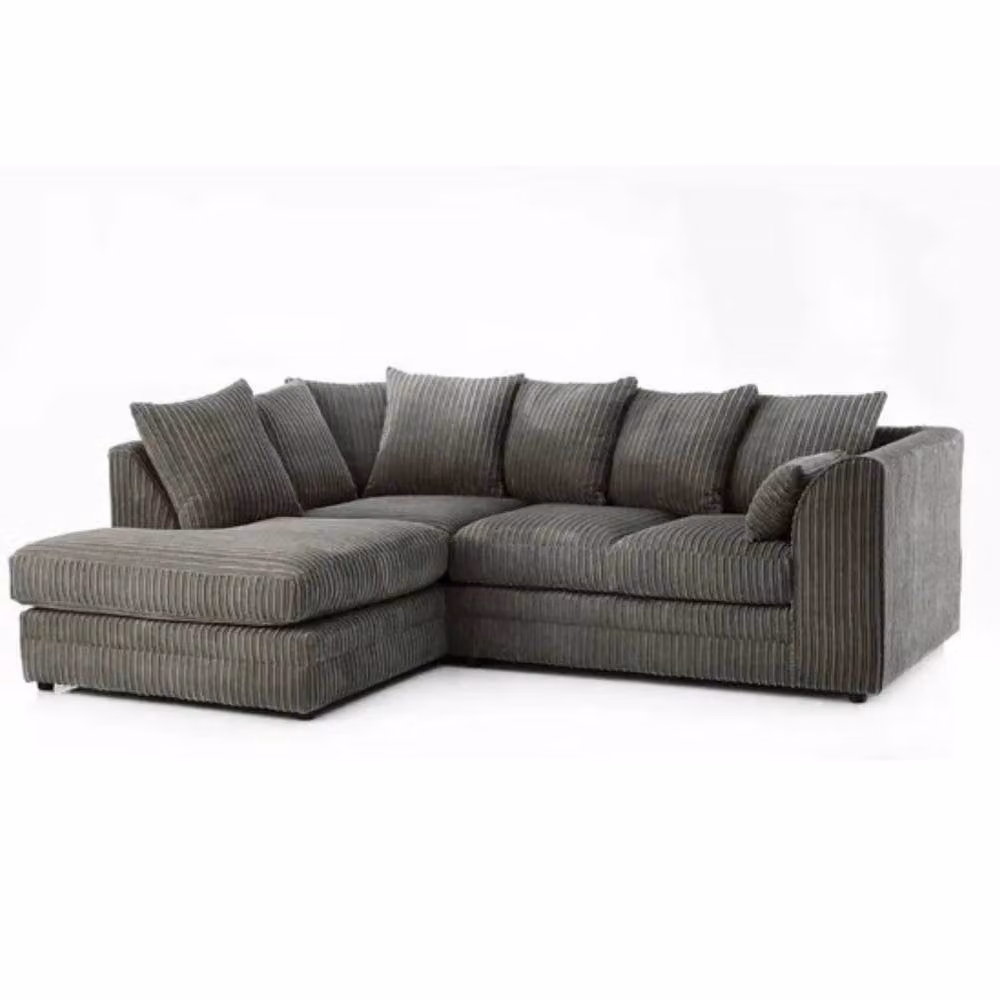 Snug Furniture Birmingham Ltd Grey Jumbo Cord Left Hand Corner Sofa with Matching Ottoman – 2