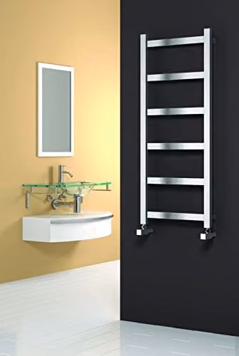 Bathroom Kingdom Mina Stainless Steel Heated Towel Rail, Silver, H: 117 cm, W: 48 cm – 1