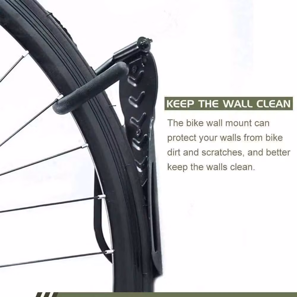 Hinsinc Wall Mounted Steel Bike Storage Hooks, 4 Pack, Black, W: 1000 cm, H: 52 cm – 4