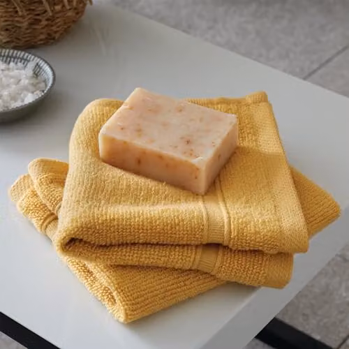Catherine Lansfield Cotton Zero Twist Face Cloth Pair, Ochre, W/D/H: 30 x 30 x 30 cm – 2