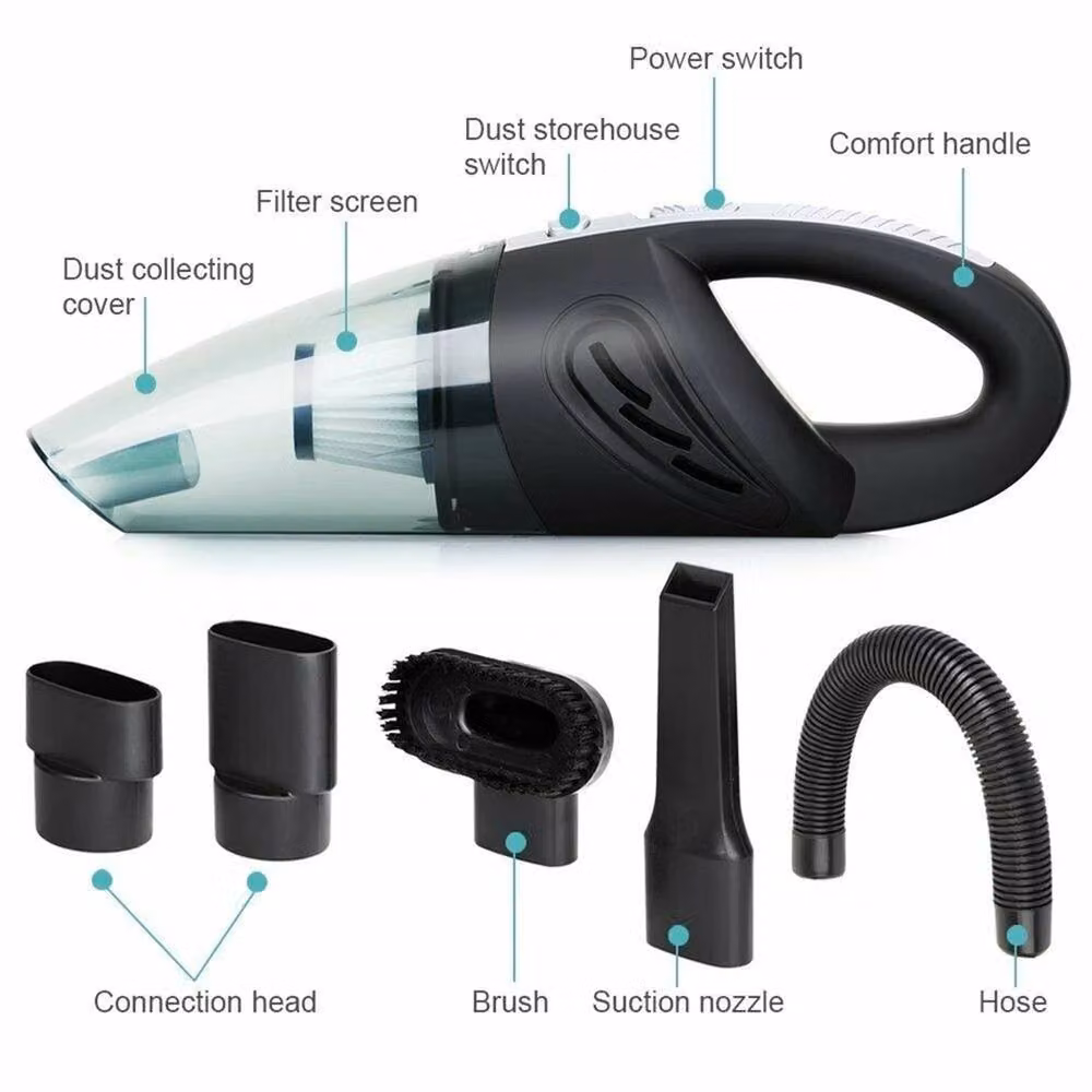 VOGREX Cordless Rechargeable Wet and Dry Handheld Car Vacuum in Black with HEPA Washable Filter – 3