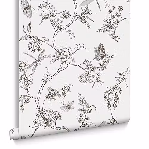 Graham & Brown Nature Trail White Mica Floral Wallpaper Roll – 1