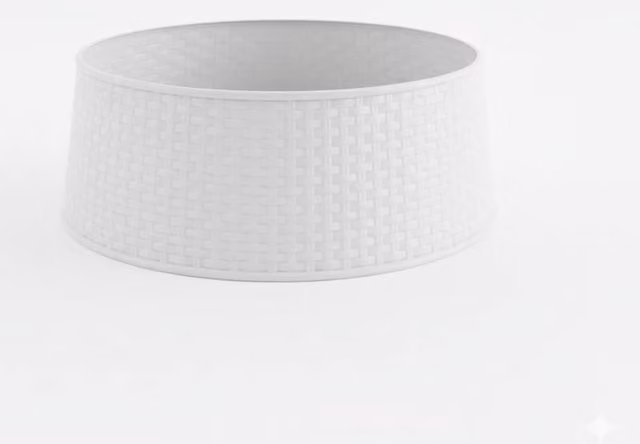 Pegdev White Rattan Style Round Tabletop Christmas Tree Skirt Decorative Base Cover