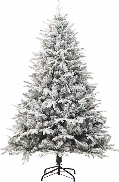 Berkfield Home Artificial Flocked Snow Christmas Tree in Green and White, Height: 180 cm – 1