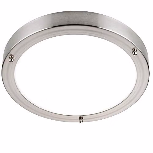 Loops Round Modern LED Ceiling Mounted Bathroom Light in Silver with Transparent Glass Shade, IP44 Rated, Cool White, 300 mm