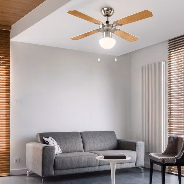 Eglo Modern Ceiling Fan with Warm White LED Light, Brown and Satin Nickel, Diameter: 106.6 cm