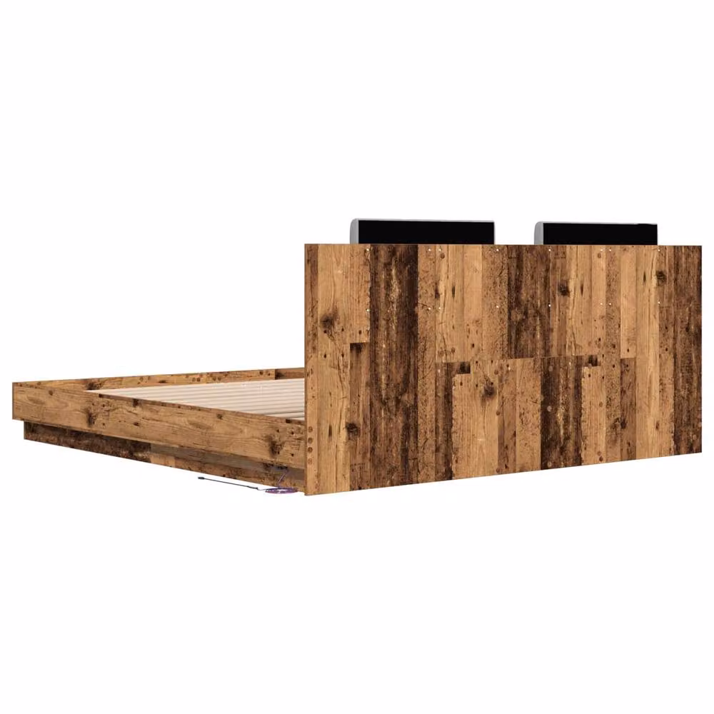 Berkfield Home Modern Bed Frame with Headboard and Lift Up Base in Brown Engineered Wood, 200 x 200 cm – 3
