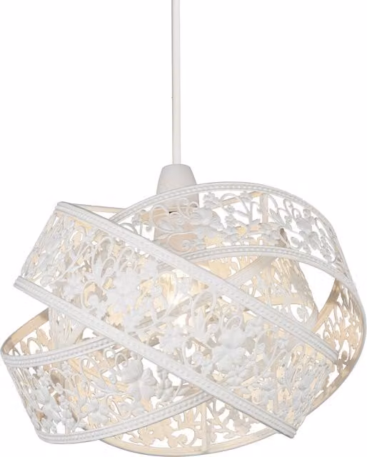 Lighting Collection Matt White 3 Layer Ball Fretwork Sphere Ceiling Shade – 1