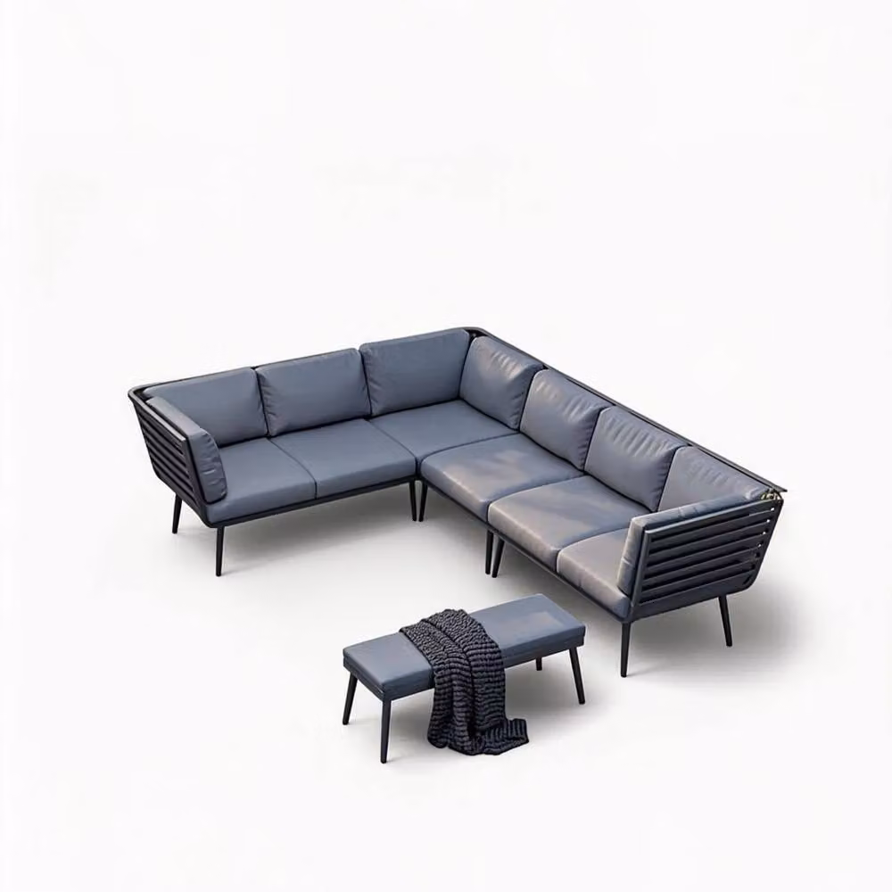 Royalcraft Mayfair Left-Facing L-Shape Corner Garden Lounging Set with Upholstered Cushions in Grey – 2