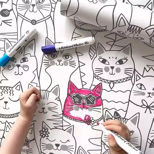 Holden Decor Cats Colour-Me Interactive Colouring-in Wallpaper for Childrens Bedrooms and Playrooms, Black/White – 3