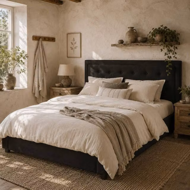 Wyld Haus Banado King Ottoman Bed Frame in Black Velvet with Gas Lift Storage and Front Divan Drawers, H: 104 cm x W: 180 cm x D: 203.5 cm
