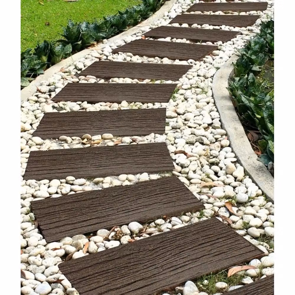 Primeur Railroad Tie Stepping Stone Garden Decoration in Brown – 3