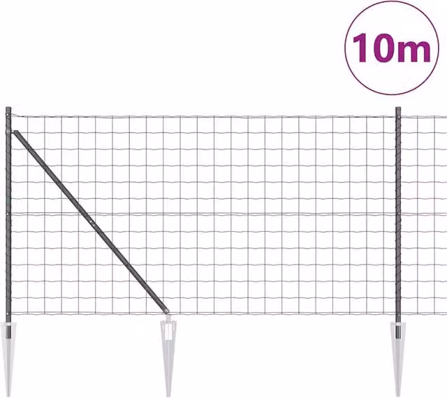 Berkfield Home Versatile Euro Fence with 7 Spike Posts, Grey Galvanised Steel, W: 10 m, H: 1.4 m – 1