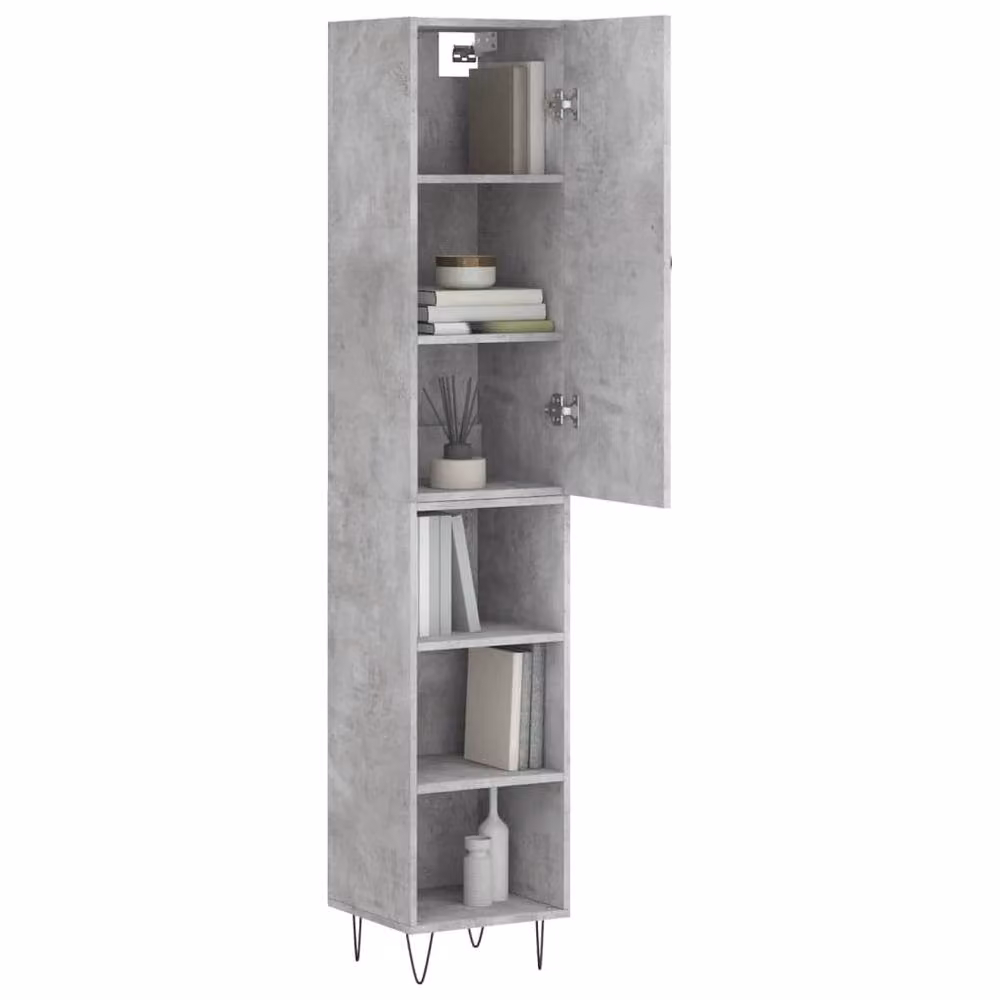 Berkfield Home Highboard in Concrete Grey, W/D/H: 34.5 x 34 x 180 cm – 3