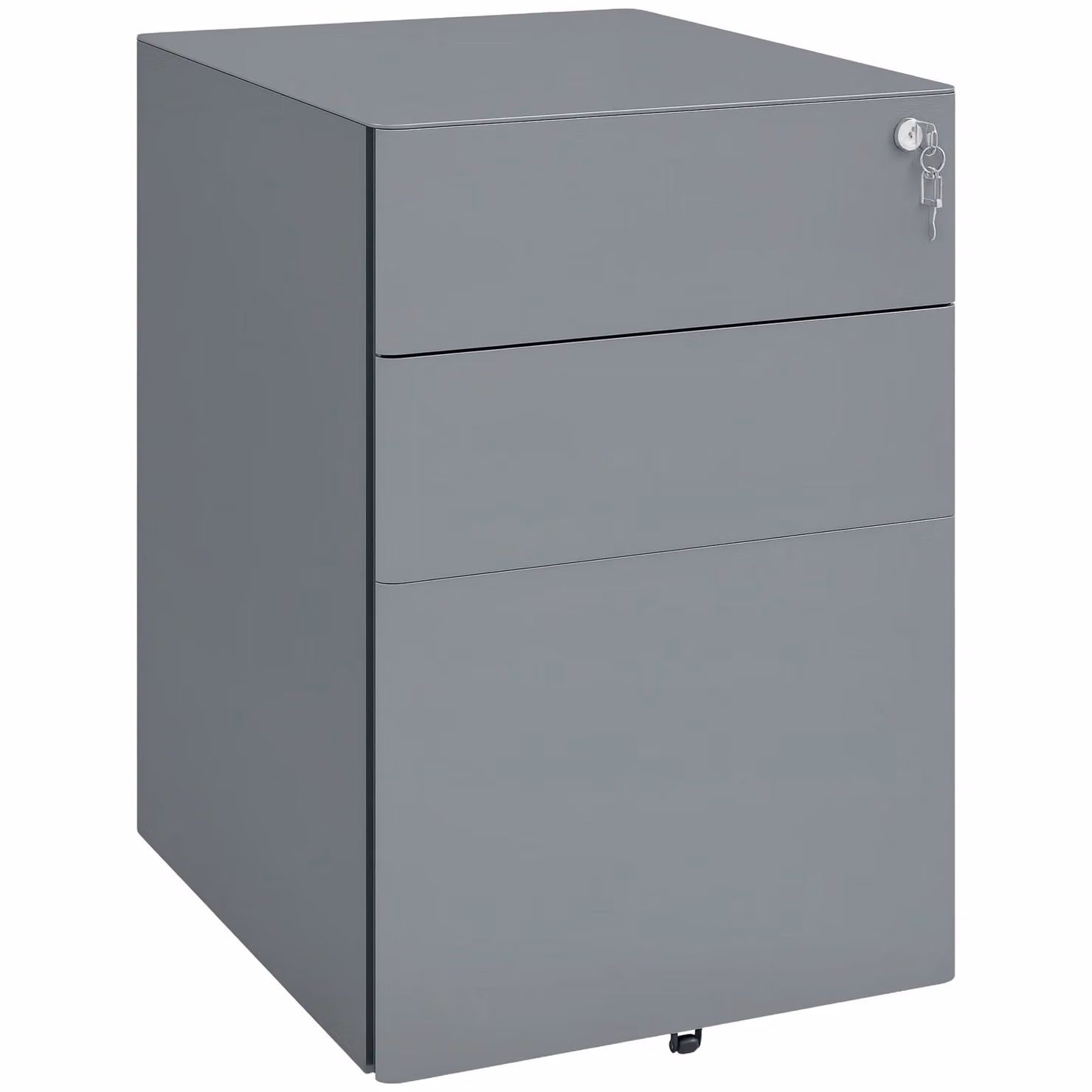 VINSETTO 3 Drawer Metal Lockable Under Desk Filing Cabinet in Grey – 2