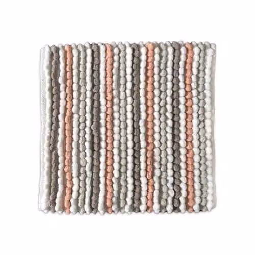Allure Bath Fashions Luxury Striped Bobble Shower Mat, Pink Hand-Woven Microfibre Square Bath Mat, W/D/H: 50 x 50 x 1 cm