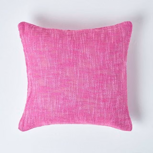 Homescapes Nirvana Cotton Cushion Cover, Pink, W/D/H: 45 x 45 x 45 cm