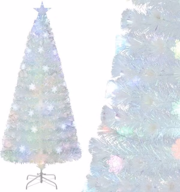 KORVIXA White LED Artificial Fiber Optic Christmas Tree – 1