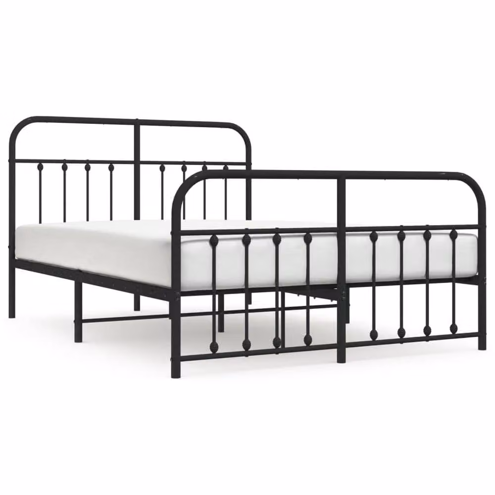 Berkfield Home Metal Bed Frame with Headboard and Footboard in Black, W/D/H: 140 x 200 x 146 cm – 3