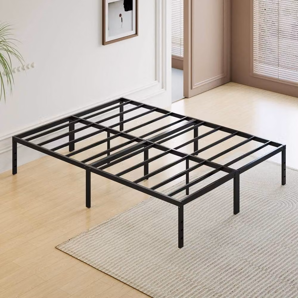 KORVIXA Double Metal Bed Frame in Black, W/D/H: 135 x 190 x 35 cm – 3