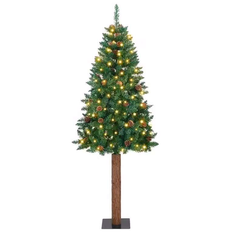 Berkfield Home Elegant Slim Green Christmas Tree with PVC and Solid Pine Wood, Height: 180 cm