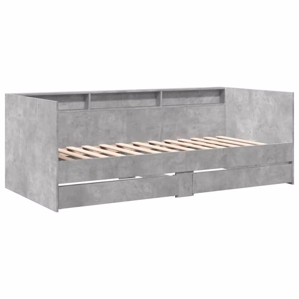 Berkfield Home Small Single Daybed with Drawers in Concrete Grey, W: 75 cm, L: 190 cm – 3