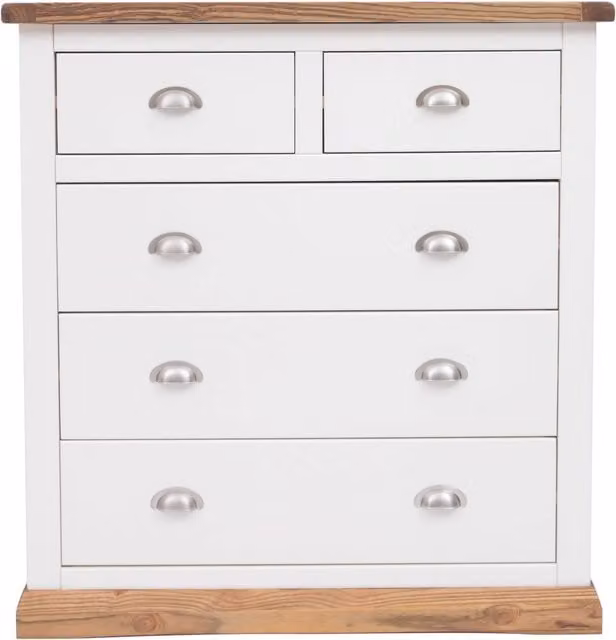 Cabinet Bits Tropea 5 Drawer Chest of Drawers in Off-White with Chrome Cup Handles