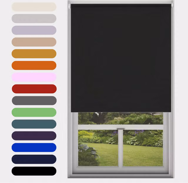 Caecus Blackout Thermal Insulating Roller Blind, Black, W: 150 cm, H: 210 cm