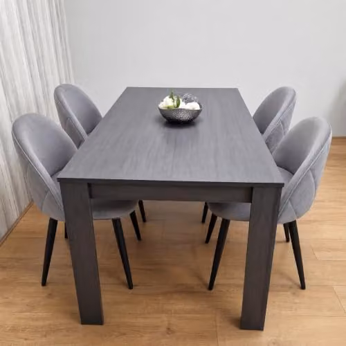 Kosy Koala Modern Geometric Dining Table Set with 4 Black and Grey Chairs, W/D/H: 140 x 80 x 75 cm – 2