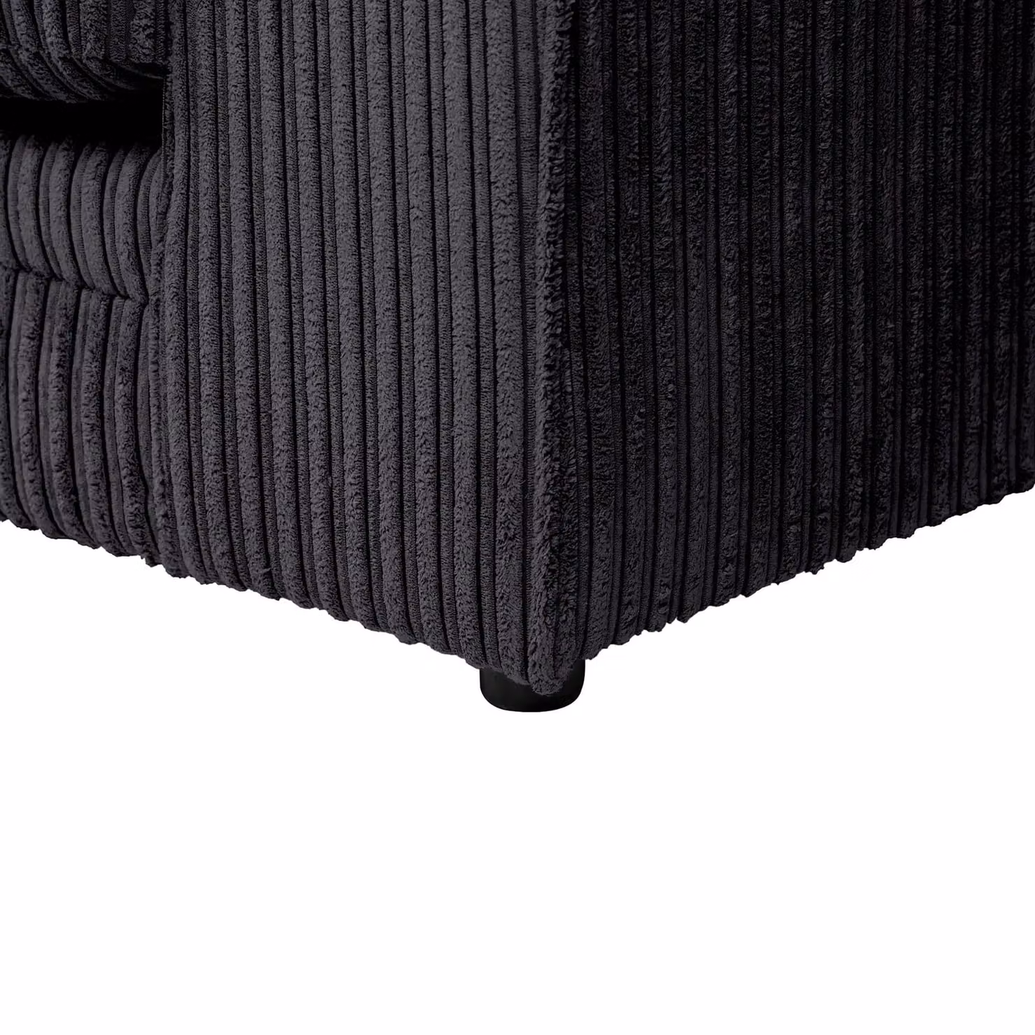 SquareBoxx Lennox Jumbo Cord Corner Sofa with Left Hand Facing Chaise in Black – 4
