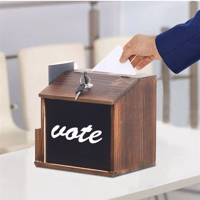 KORVIXA Brown Wood Donation, Ballot and Suggestion Box, W/D/H: 20 x 20 x 20 cm – 1