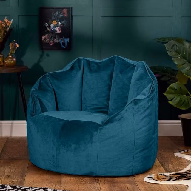 icon Sirena Velvet Bean Bag Accent Chair in Petrol Teal