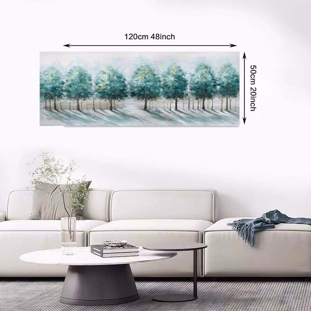 FajerminArt NESTLUNE Green Trees Landscape Canvas Wall Art, W: 120 cm, H: 50 cm – 2
